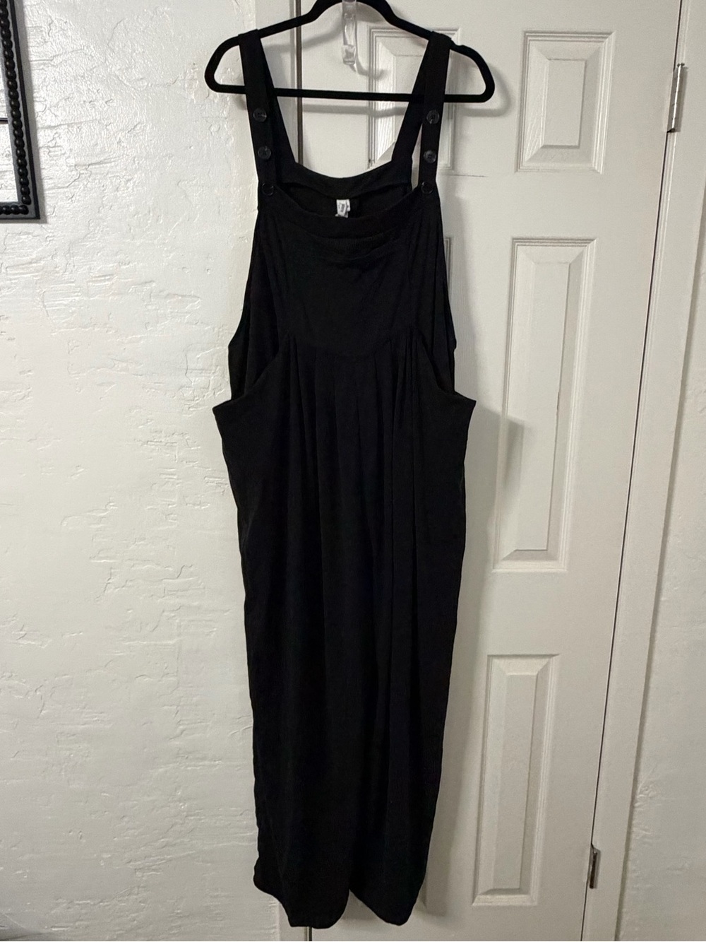 Halara Black Waffle Knit Wide Leg Overalls - 3X